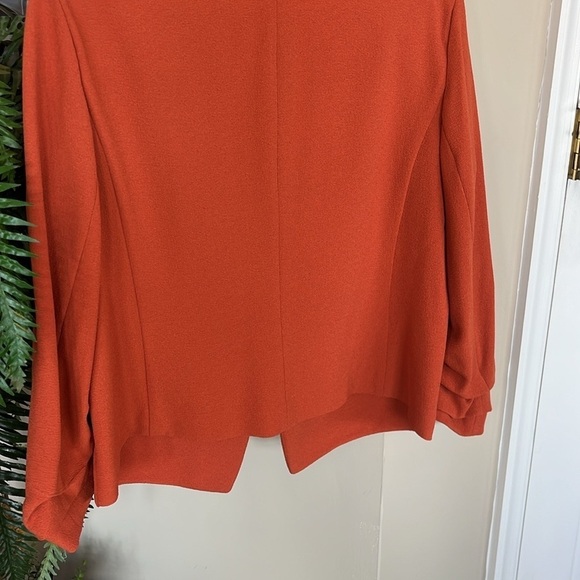NWOT BAR III Rust Orange Draped Blazer w/ Ruched Sleeves Fall Office Suit Jacket - Picture 8 of 12
